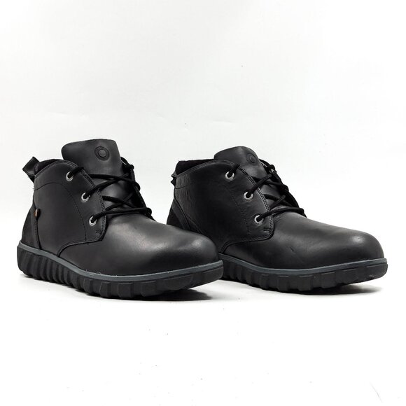 Bogs Men Casual Chukka Black Leather Lace-up Waterproof Ankle Boots size 11.5 - Picture 1 of 8